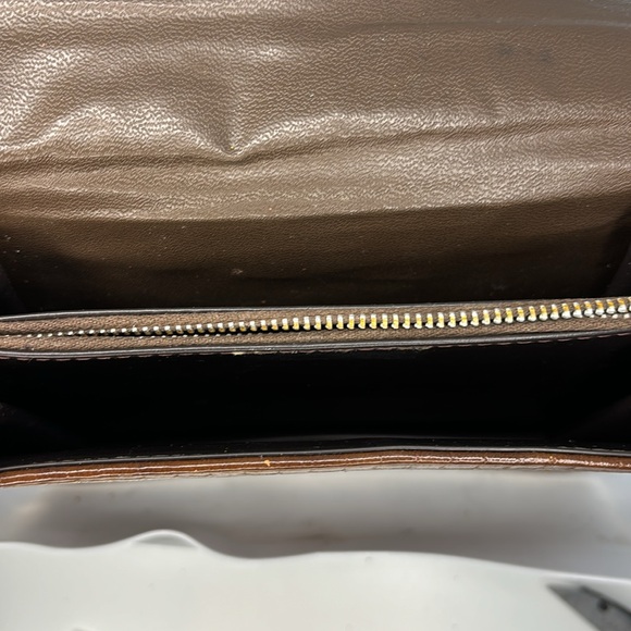 Vintage Classic Bag by Camel, Cognac Brown Faux Alligator Skin Finish - Picture 6 of 9